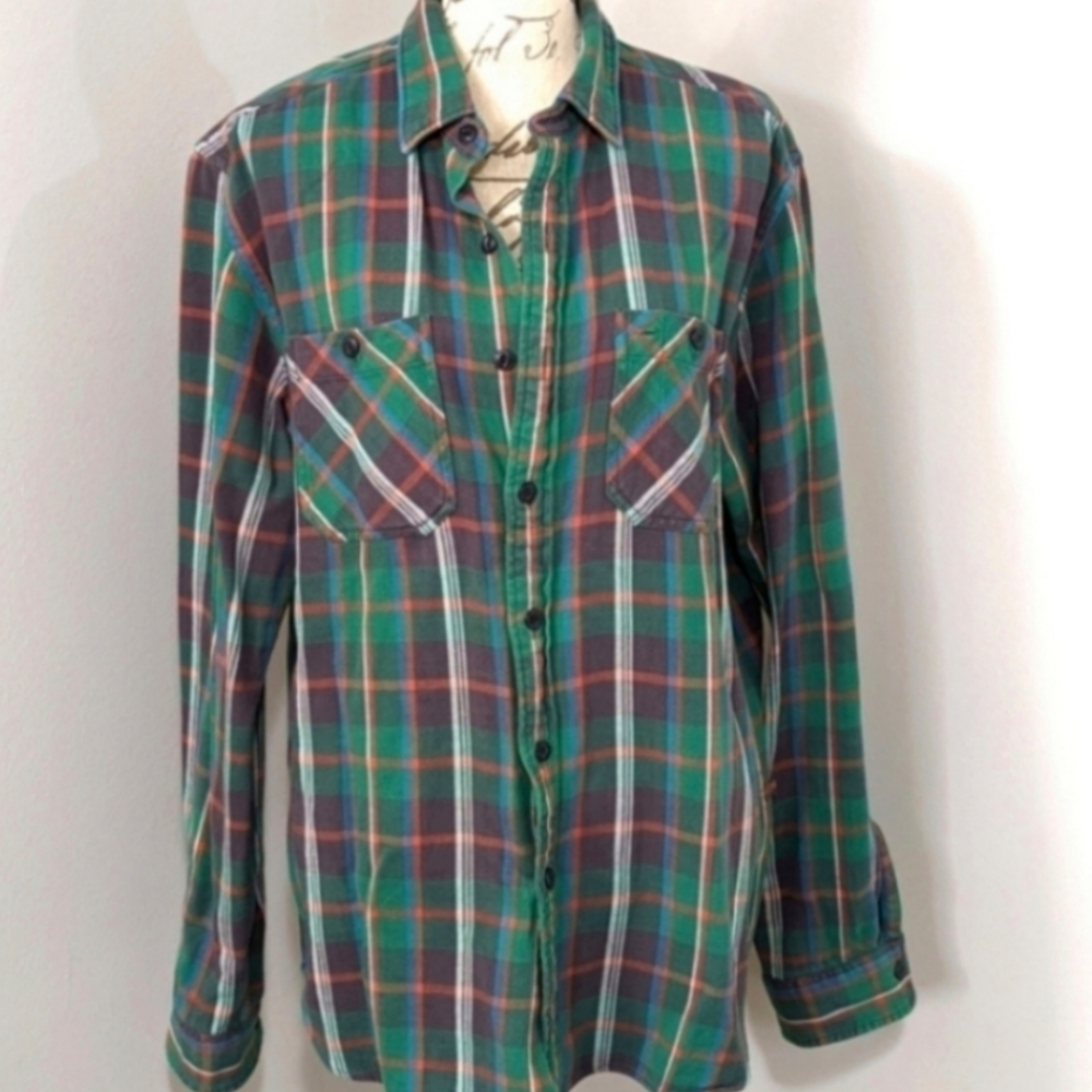 RALPH LAUREN RUGBY Mens Size Large "Campus Classics" Brushed Flannel Shirt